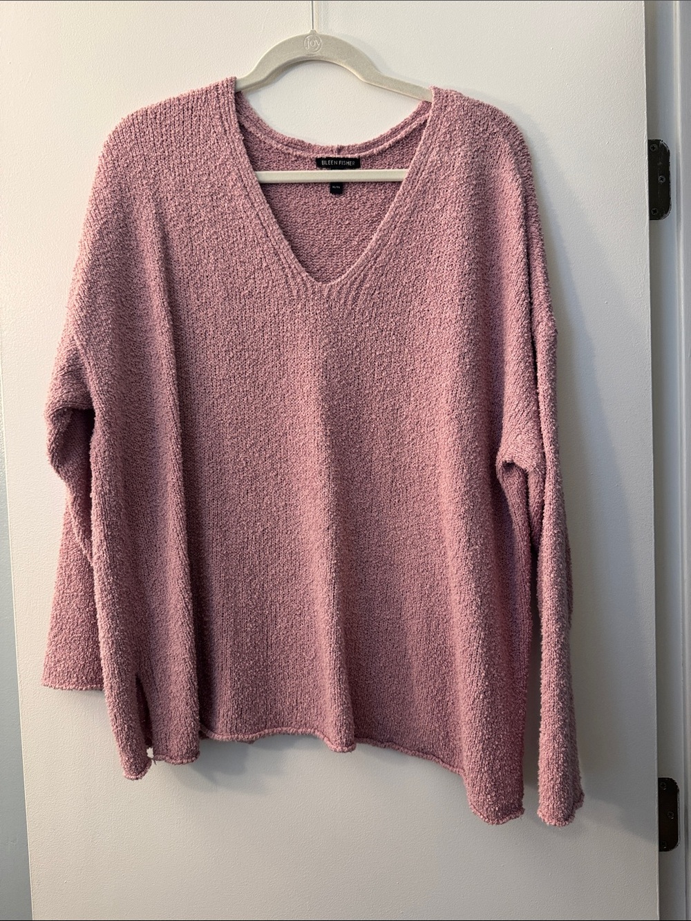 Eileen Fisher Dusty Rose V-Neck Bouclé Sweater